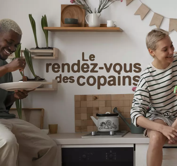 Sticker mural texte Le Rendez-vous des copains - TenStickers