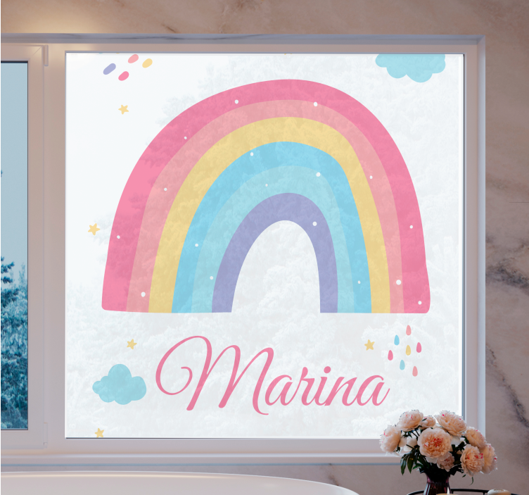 Vitrophanie Arc-en-ciel et nuage mignons au pastel - TenStickers