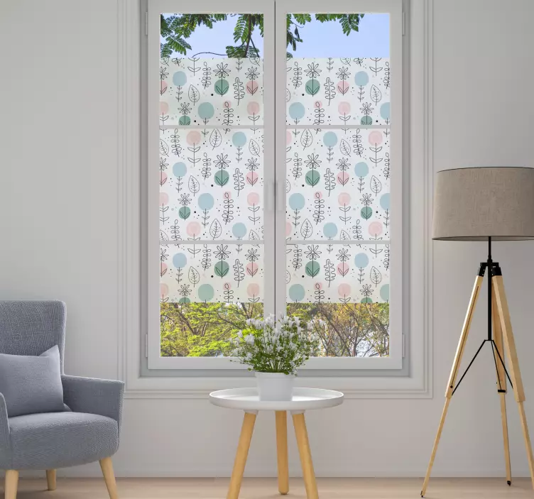 Sticker Vitre Fleurs Style Scandinave - TenStickers