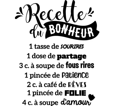 Sticker recette gourmande du bonheur - TenStickers
