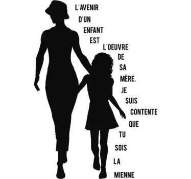Sticker fête des mères texte silhouettes - TenStickers