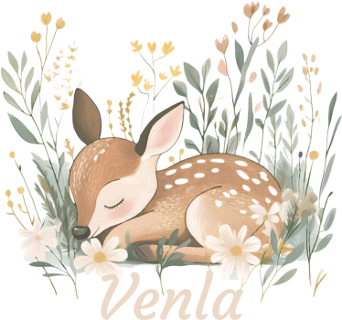 Sticker mural cerf endormi avec nom - TenStickers