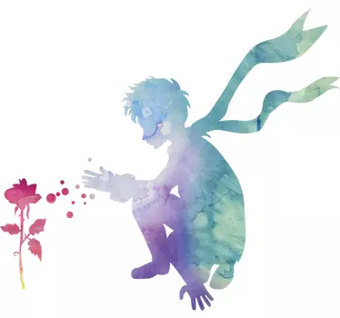 Sticker chambre bébé Petit Prince et rose aquarelle - TenStickers