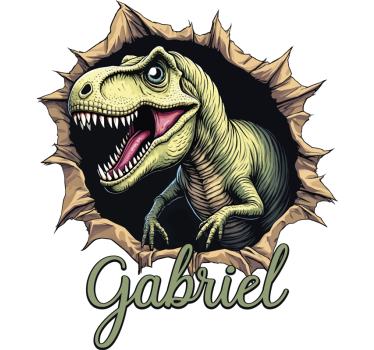 Sticker mural dinosaure effet 3d avec nom - TenStickers