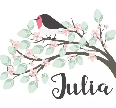 Sticker chambre bébé oiseau personnalisable - TenStickers