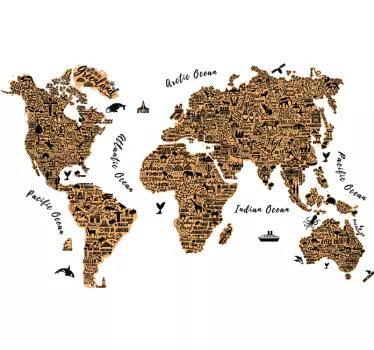 Sticker carte du monde texte - TenStickers