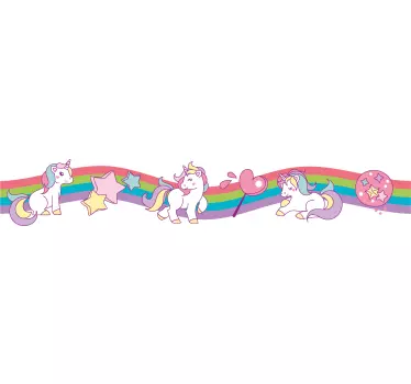 Frise autocollante licornes et arc-en-ciels - TenStickers