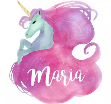 Sticker licorne aquarelle personnalisable - TenStickers
