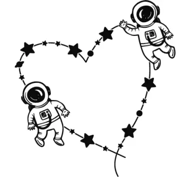 Sticker espace cœur et astronautes - TenStickers