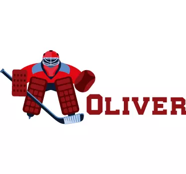 Sticker mural sport Hockey avec nom personnalisable - TenStickers