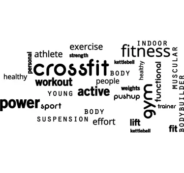 Sticker mural texte fitness crossfit - TenStickers