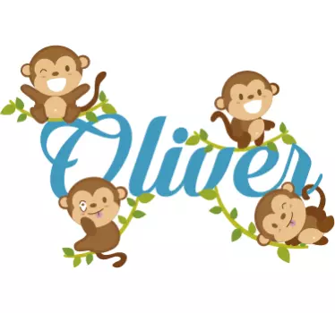 Sticker Mural Animal petits singes - TenStickers