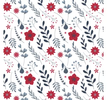 Sticker meuble salle de bain motif fleurs rouges - TenStickers