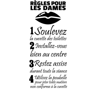 Sticker déco texte Règles pour les dames - TenStickers