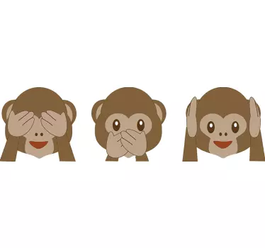 Sticker Chambre Enfant Emojis Singes - TenStickers