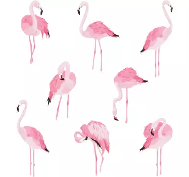Sticker Maison Motif Flamants Roses - TenStickers