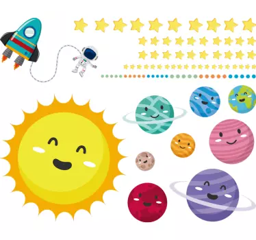 Sticker espace dessin système solaire - TenStickers