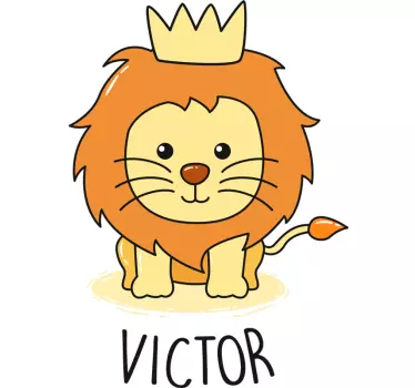 Sticker chambre enfant dessin bébé lion avec prénom - TenStickers