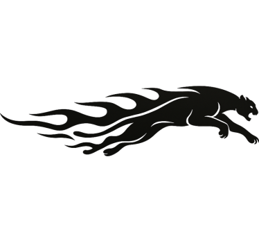 Sticker voiture puma en course avec flammes - TenStickers