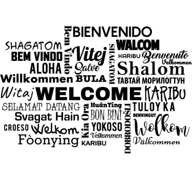 Sticker Mural Entrée Bienvenue Plusieurs Langues - TenStickers