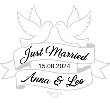 Sticker voiture colombes "just married" - TenStickers
