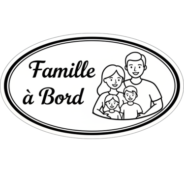 Sticker voiture noir "famille à bord" - TenStickers
