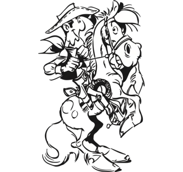 Sticker voiture cheval sauvage et cowboy - TenStickers