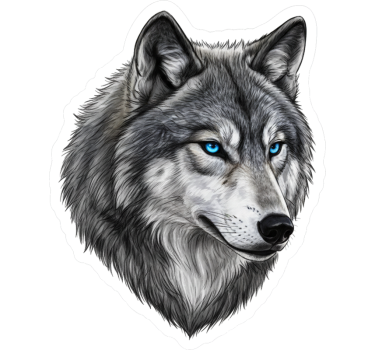 Sticker voiture loup aux yeux bleus sauvage - TenStickers