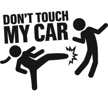 Sticker voiture avertissement coup de pied drôle - TenStickers