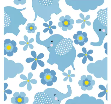 Sticker Pour Meuble Petits Éléphants Bleus - TenStickers