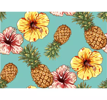Sticker Pour Meuble Fleurs et Ananas - TenStickers