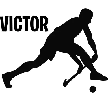 Sticker Maison Joueur de hockey avec prénom - TenStickers