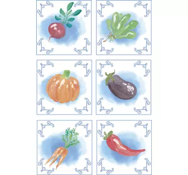Sticker carrelage dessins légumes frais - TenStickers