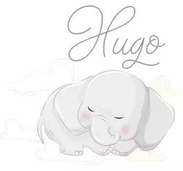 Sticker Chambre Enfant éléphant nuages prénom - TenStickers
