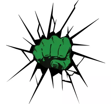 Sticker trompe l'œil poing de super-héros vert - TenStickers