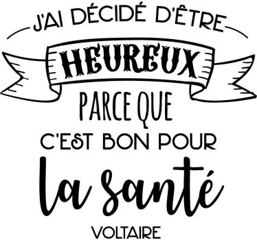 Autocollant muraux Salon citation bonheur Voltaire - TenStickers