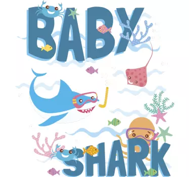 Stickers Dessin baby shark personnalisable - TenStickers