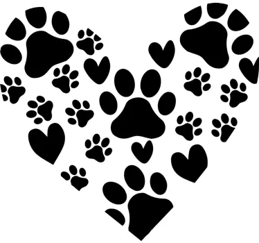 Autocollant voiture Cœur et pattes de chien - TenStickers