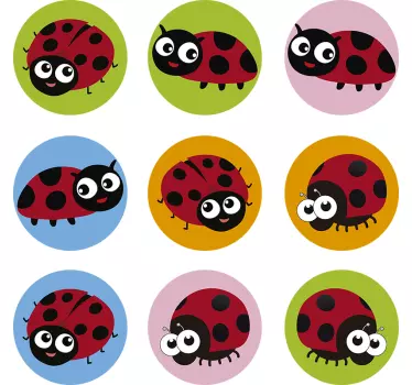 Sticker voiture collection de coccinelles joyeuses - TenStickers