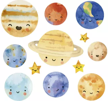 Sticker espace corps célestes mignons - TenStickers