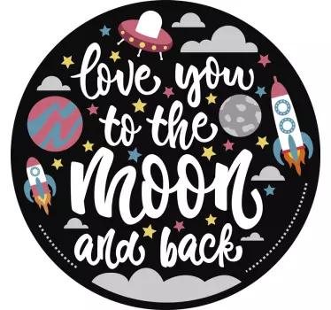 Sticker espace je t'aime jusqu'à la lune - TenStickers
