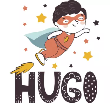 adhesif deco super héros nom super héros personnalisable - TenStickers