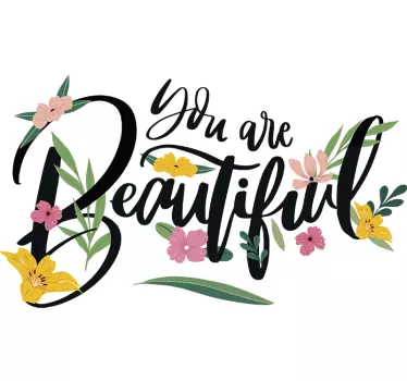 Autocollant mural texte avec fleurs amour - TenStickers