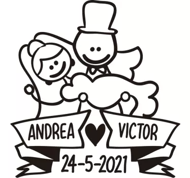 Dessins copains avec nom sticker stickers mariage - TenStickers