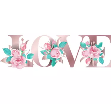 Sticker mariage texte "Love" fleuri - TenStickers