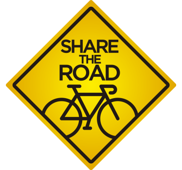 Autocollant de prudence cycliste partager la voiture de route - TenStickers