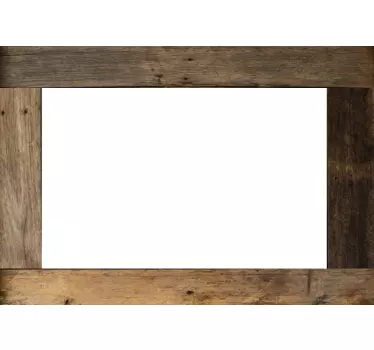 Sticker miroir salle de bain angles effet bois - TenStickers