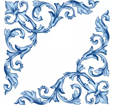 adhesif miroir coins floraux bleus - TenStickers