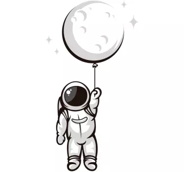 Sticker espace astronaute et lune en ballon - TenStickers