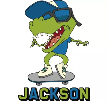 Patin dino avec décoration murale nom - TenStickers